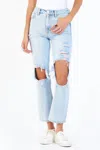 Dear John Denim Jody High Rise Crop Destroyed Straight Jean In San Jose In Multi
