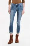 Dear John Denim Joyrich Midrise Cuffed Low Rise Skinny Jean In Galvestone In Multi