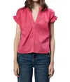 Dear John Denim Julia V-neck Short Sleevet Top In Raspberry In Multi