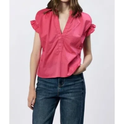 Dear John Denim Julia V-neck Short Sleevet Top In Raspberry In Multi