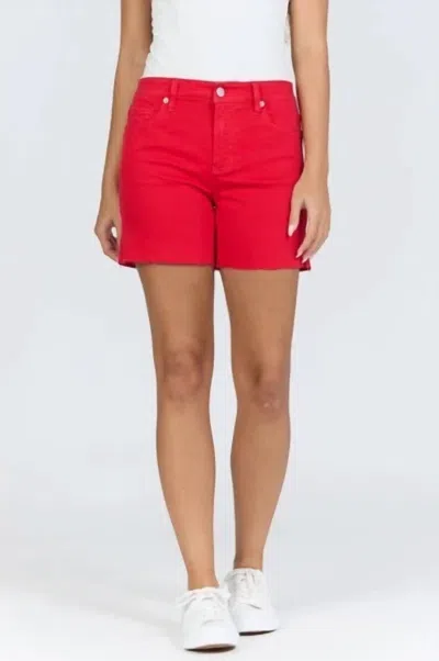 Dear John Denim Julian Mid Rise Shorts In Salsa In Red