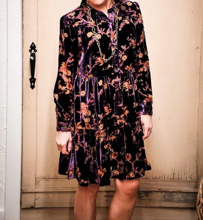 Dear John Denim Katie Imperial Floral Velvet Dress In Purple In Multi