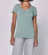 Dear John Denim Katya Scoop Neck Short Sleeve Top In Iceberg Green In Green