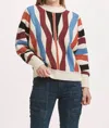 Dear John Denim Kaylin Crew Neck Long Sleeve Sweater Zig Zag In Multi Colored In Multi