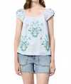 Dear John Denim Kinney Embroidery Top In Skyway In Blue