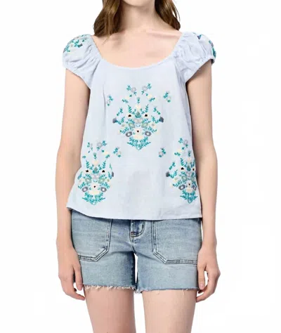 Dear John Denim Kinney Embroidery Top In Skyway In Blue
