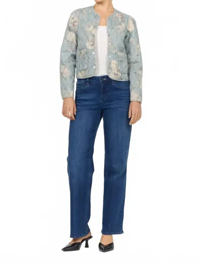 Dear John Denim Kit Floral Quilted Denim Jacket In Sea Glass Garden In Blue