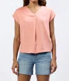 Dear John Denim Kristen Tencel V-neck Short Sleeve Top In Terracotta In Pink