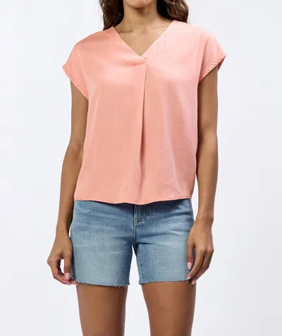 Dear John Denim Kristen Tencel V-neck Short Sleeve Top In Terracotta