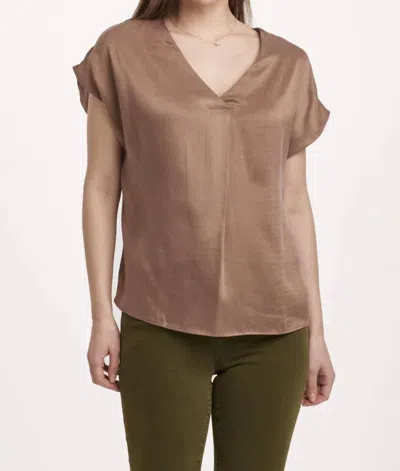 Dear John Denim Kristen V-neck Short Sleeve Relaxed Fit Top In Toasted Toffee Nut In Brown