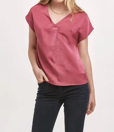 Dear John Denim Kristen V Neck Short Sleeve Top In Lilac Rose In Pink