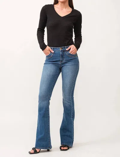Dear John Denim Laney Mid Rise Flare Jeans In Hugger In Multi