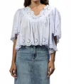 Dear John Denim Lania Eyelet Blouse In Light Blue In Gray