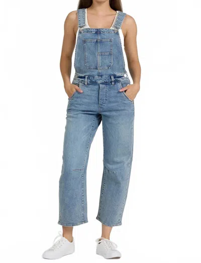 Dear John Denim Lasso Barrel Leg Overalls In Western Hue In Blue