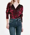 Dear John Denim Leanne Velvet Top In Rio Red Burnout In Burgundy