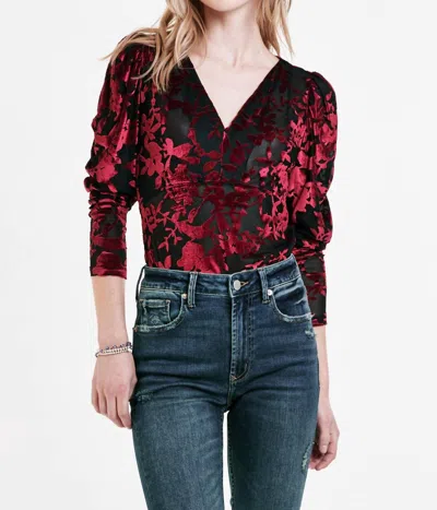 Dear John Denim Leanne Velvet Top In Rio Red Burnout In Burgundy