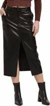 Dear John Denim Leather Midi Skirt In Black