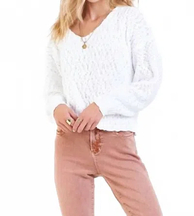 Dear John Denim Lexi V Neck Sweater In Sea Salt In White