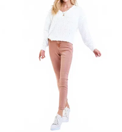Dear John Denim Lexi V-neck Long Sleeve Sweater In Salt In White