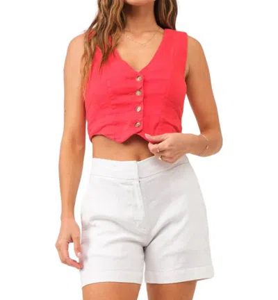 Dear John Denim Linen Button Front Vest In Red