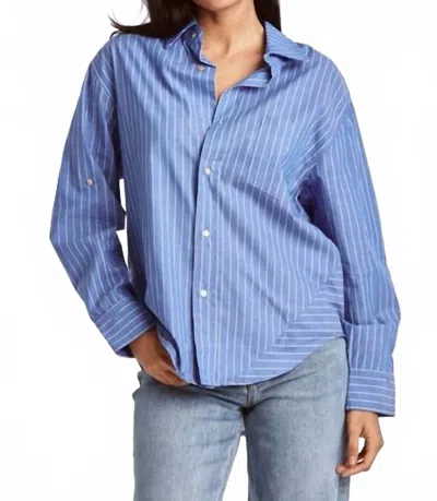 Dear John Denim Lola Oversized Button-down Boyfriend Shirt In French Bleu Stripe In Blue