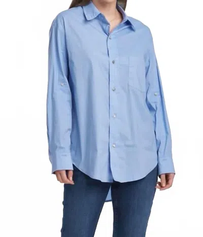 Dear John Denim Lola Oversized Button-down Boyfriend Shirt In Solid Blue