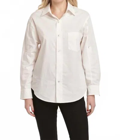 Dear John Denim Lola Oversized Button-down Boyfriend Shirt In White In Pink