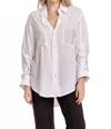 Dear John Denim Lola Oversized Star Studded Button Up Shirt In White In White