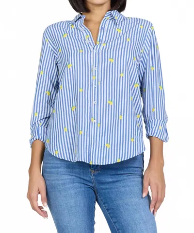 Dear John Denim Lolita Embroidery Top In Blue Lemon In Multi