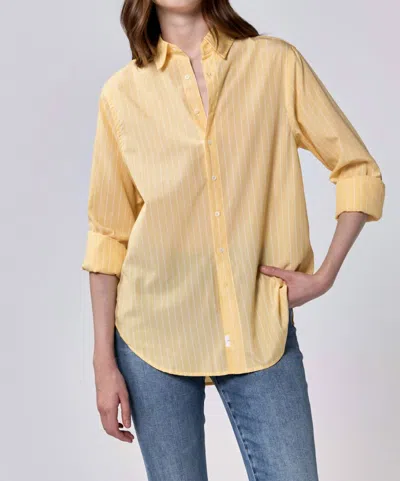 Dear John Denim Lolita Button Down Stripe Shirt In Banana In Yellow