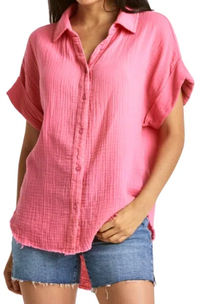 Dear John Denim Lorelei Button Front Shirt In Pink Cyclamen In Multi