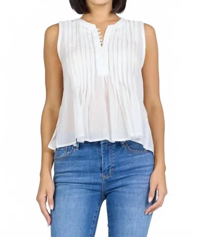 Dear John Denim Lucy Sleeveless Pleated Top In White