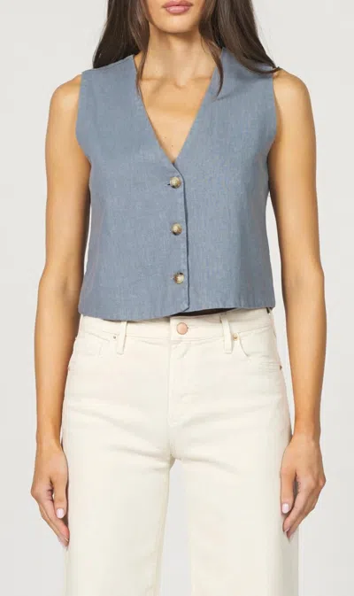 Dear John Denim Luke V-neck Vest In Stormy Weather In Gray