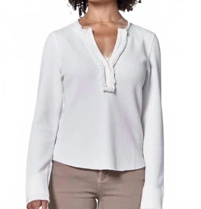 Dear John Denim Luna Fittted Long Sleeve Top In White In Animal Print