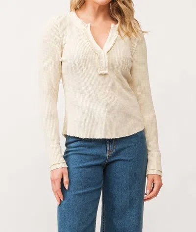 Dear John Denim Luna Thermal Henley Top In Antique White In Beige