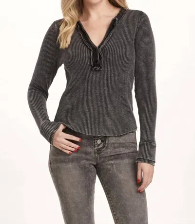 Dear John Denim Luna Thermal Henley Top In Black In Multi