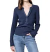 Dear John Denim Luna V-neck Long Sleeve Thermal In Black Iris In Blue