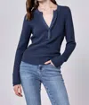 Dear John Denim Luna V-neck Long Sleeve Thermal In Black Iris In Blue