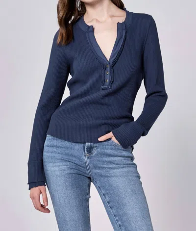 Dear John Denim Luna V-neck Long Sleeve Thermal In Black Iris In Blue