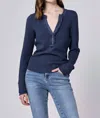 Dear John Denim Luna V-neck Long Sleeve Thermal In Black Iris In Blue