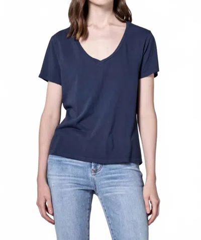 Dear John Denim Madi V Neck Jersey Short Sleeve Tee In Azure In Blue