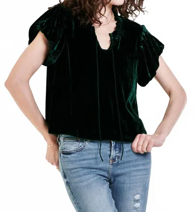 Dear John Denim Maggie Puffed Sleeve Top In Green