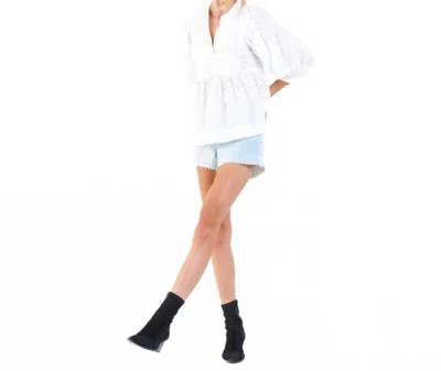 Dear John Denim Malia 3/4 Sleeve Top In White Chevron