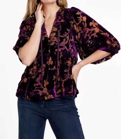 Dear John Denim Malia V-neck Top In Imperial Purple In Black