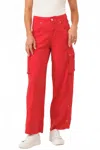 Dear John Denim Marvey Super High Rise Ankle Wide Leg Pants In Firetruck Red