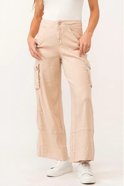Dear John Denim Marvin Wide Leg Cargo Soft Seashell Pants In Orange In Brown