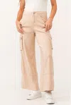 Dear John Denim Marvin Wide Leg Cargo Soft Seashell Pants In Orange In Orange