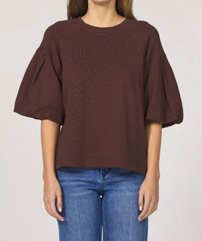 Dear John Denim Matteo Puff Sleeve Sweater In Cappuccino In Brown