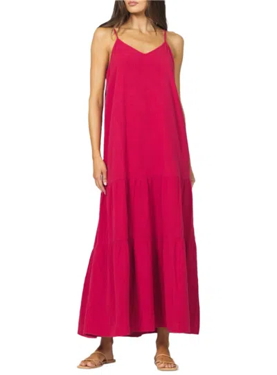 Dear John Denim Maxi Gauze Dress In Salsa In Burgundy