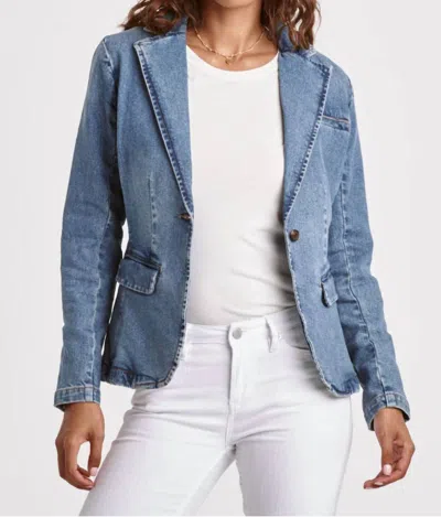 Dear John Denim Mica Denim Blazer Jacket In Medium Wash In Multi